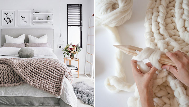 Knitted wool blanket