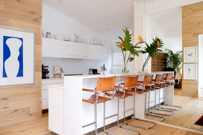 Designer kitchen with iconic retro chairs