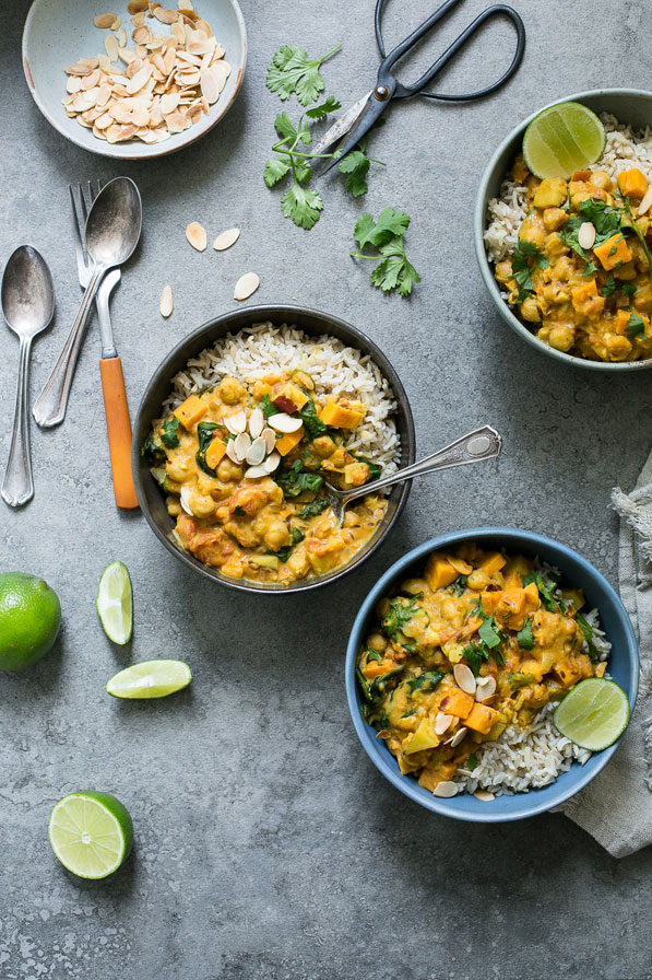 sweet potato chickpea spinach coconut curry
